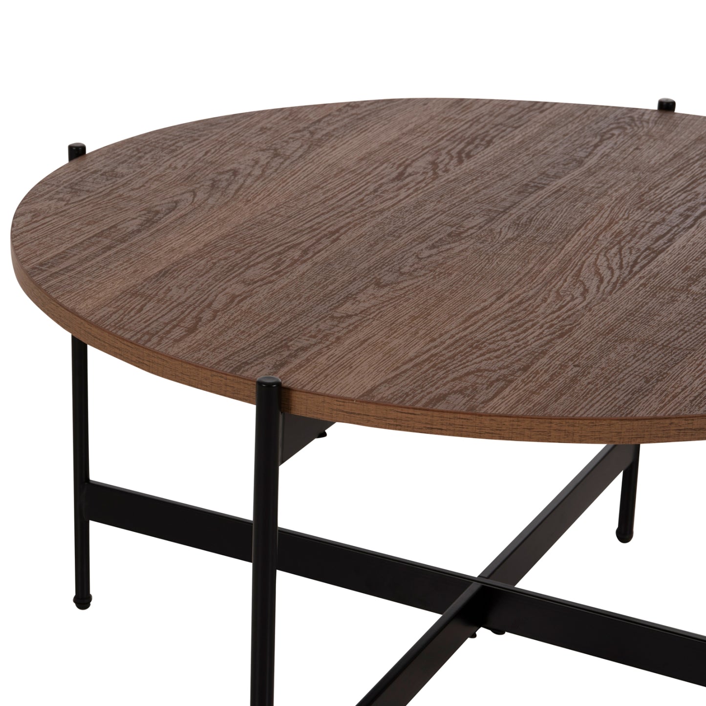 Кафе маса с MDF плот и черна метална основа Φ80x45Hcm