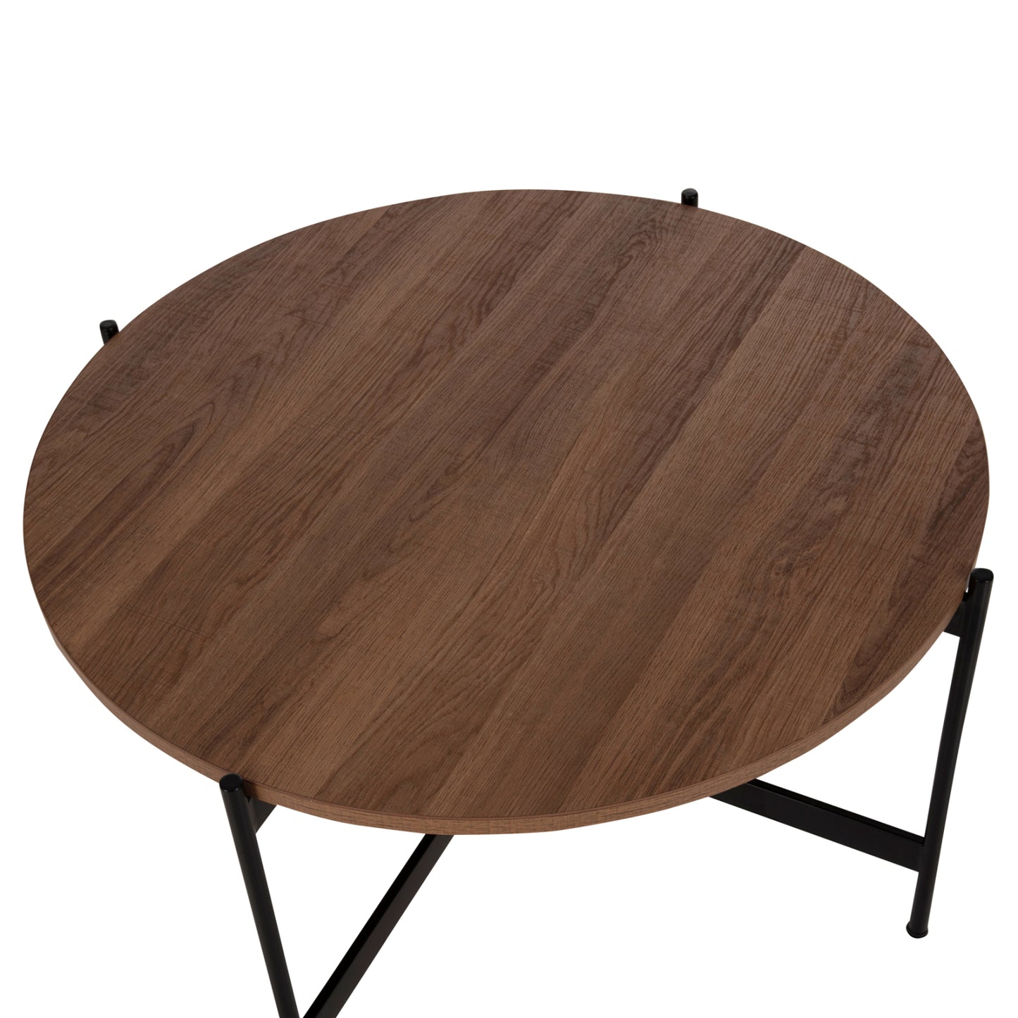 Кафе маса с MDF плот и черна метална основа Φ80x45Hcm
