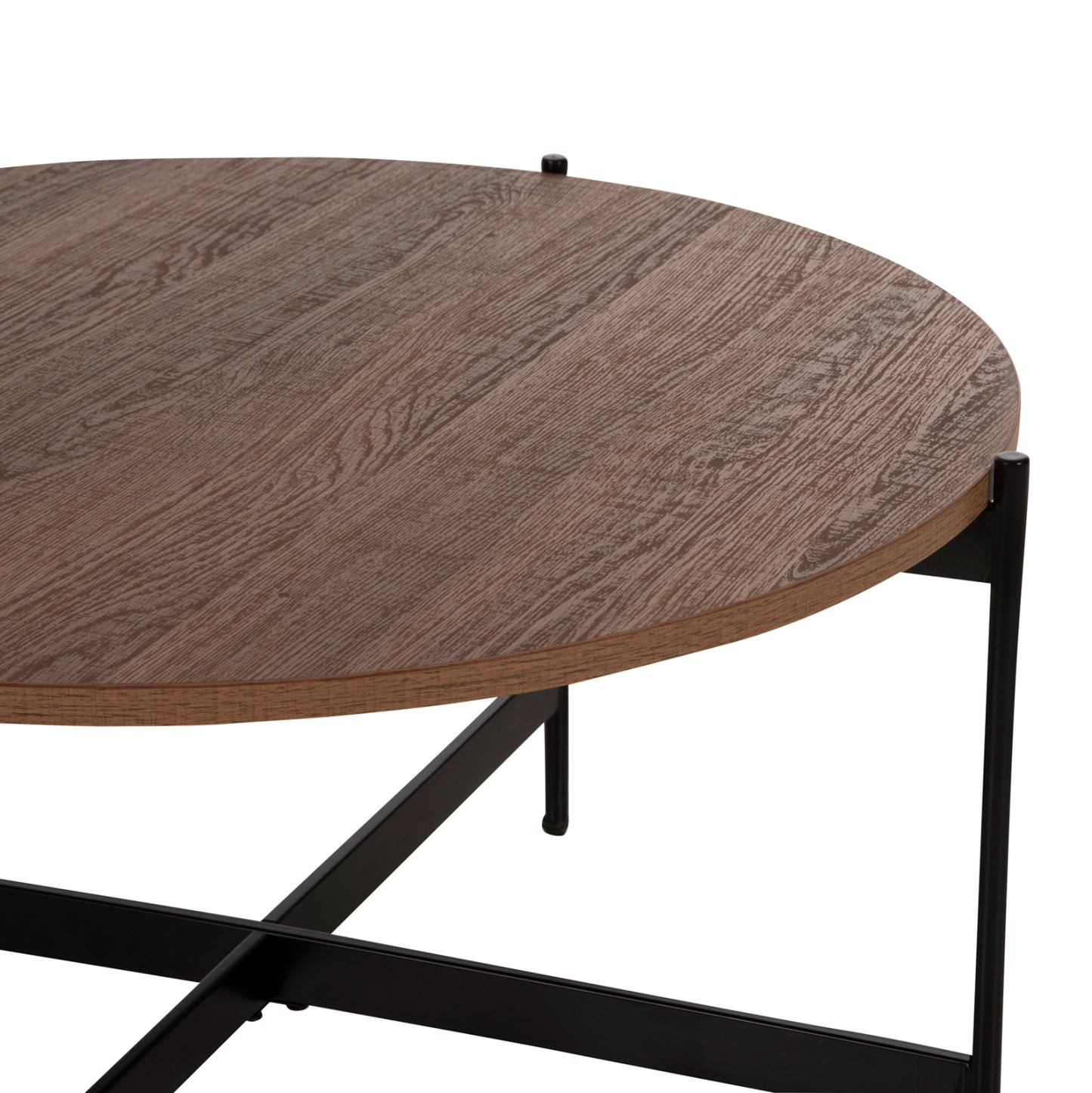 Кафе маса с MDF плот и черна метална основа Φ80x45Hcm