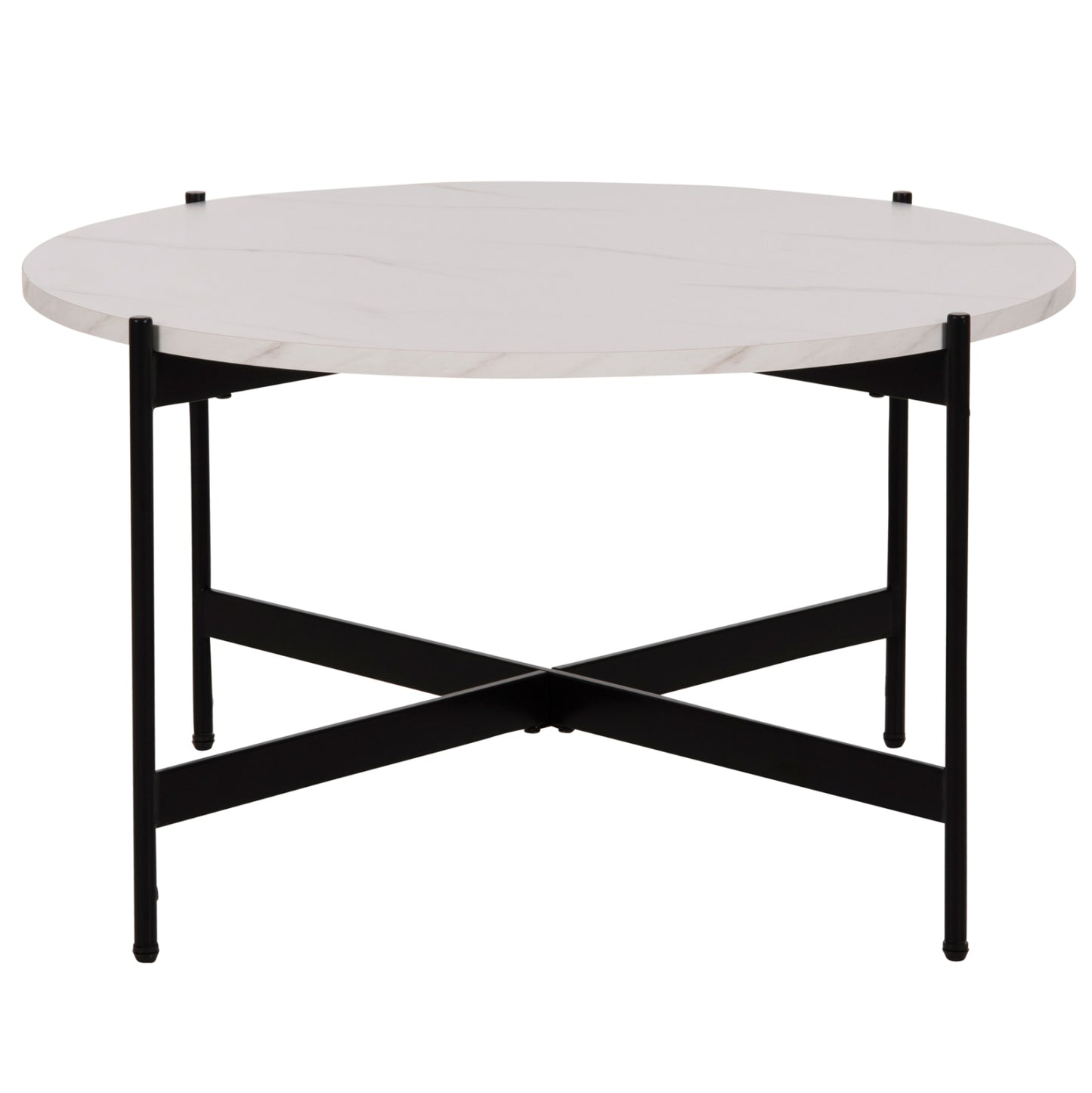 Кафе Маса с Бял Мрамор и Черен Метал Φ80x45Hcm