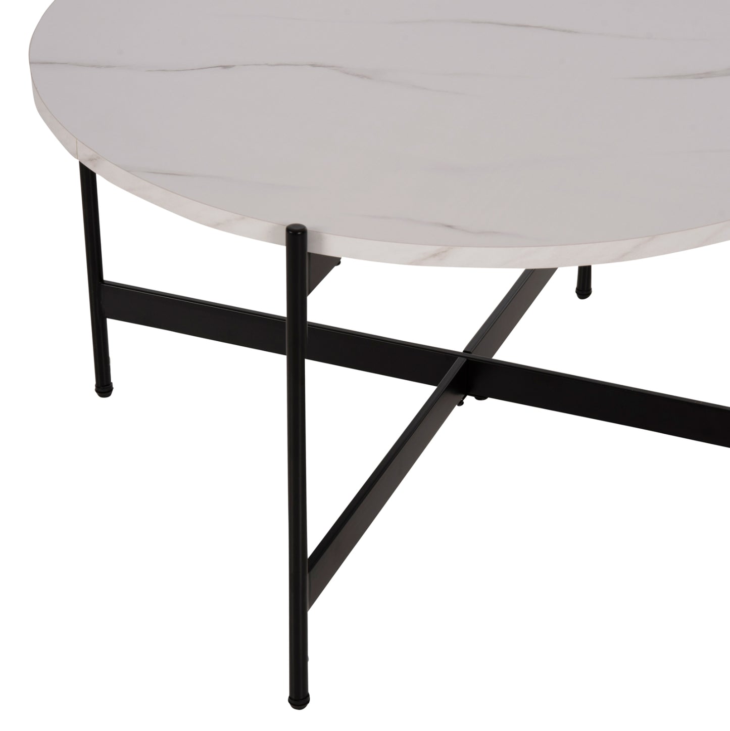 Кафе Маса с Бял Мрамор и Черен Метал Φ80x45Hcm