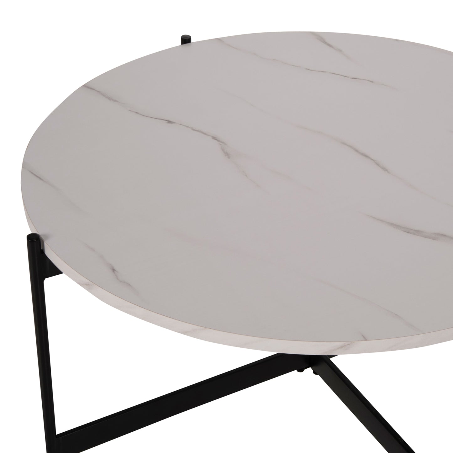Кафе Маса с Бял Мрамор и Черен Метал Φ80x45Hcm