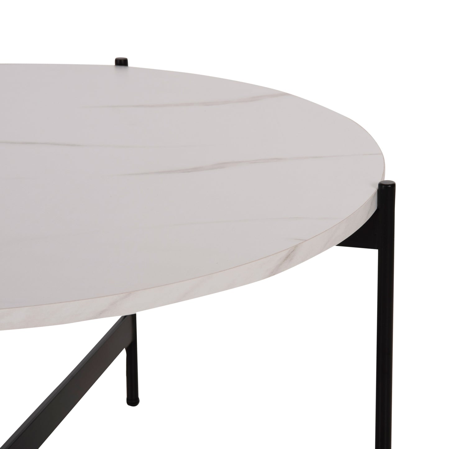Кафе Маса с Бял Мрамор и Черен Метал Φ80x45Hcm