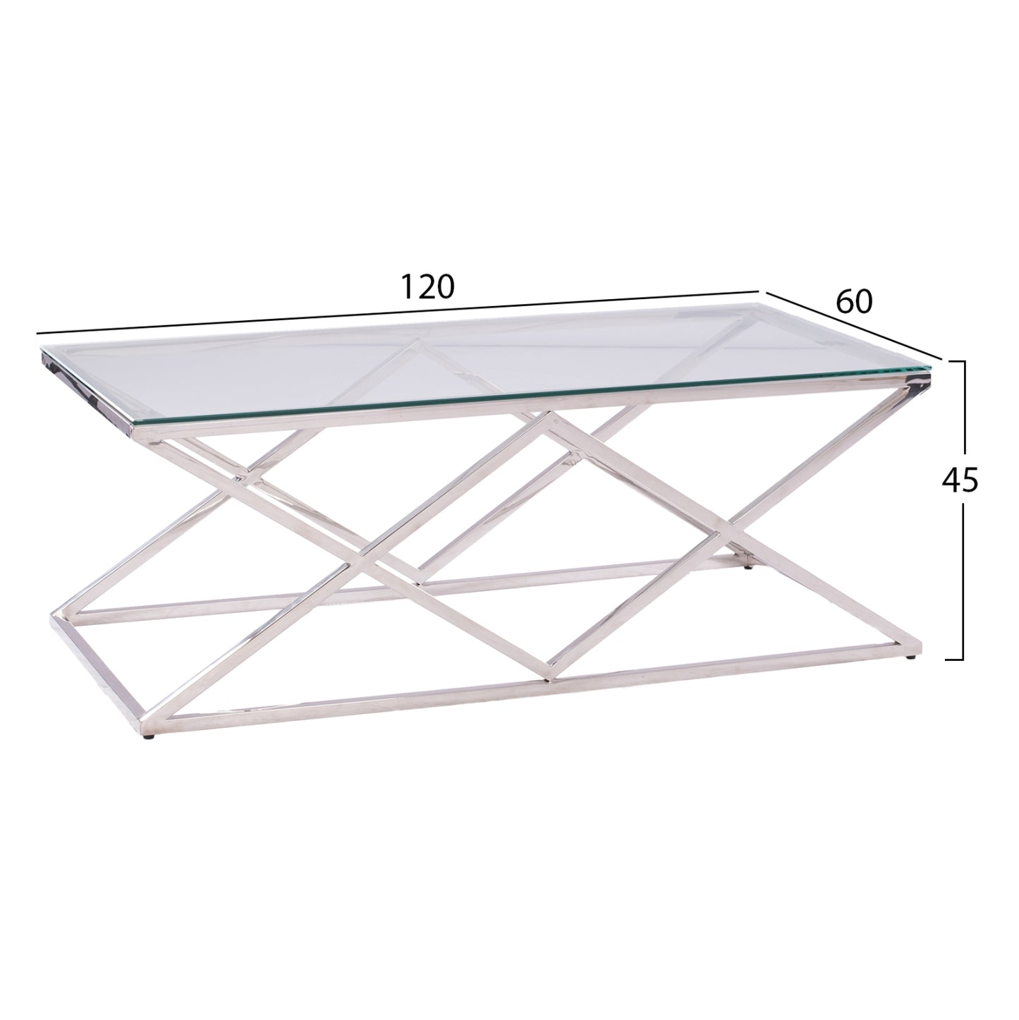 Масичка за кафе ХОЛАНД с стъклена и хромирана основа 120X60Χ45 EK