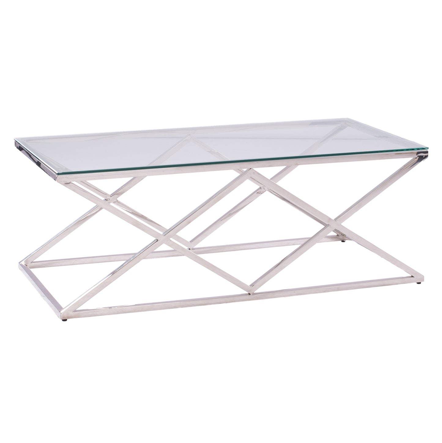 COFFEE TABLE HOLLAND HM8624.01 WITH GLASS AND CHROME BASE 120X60Χ45 EK. image 1