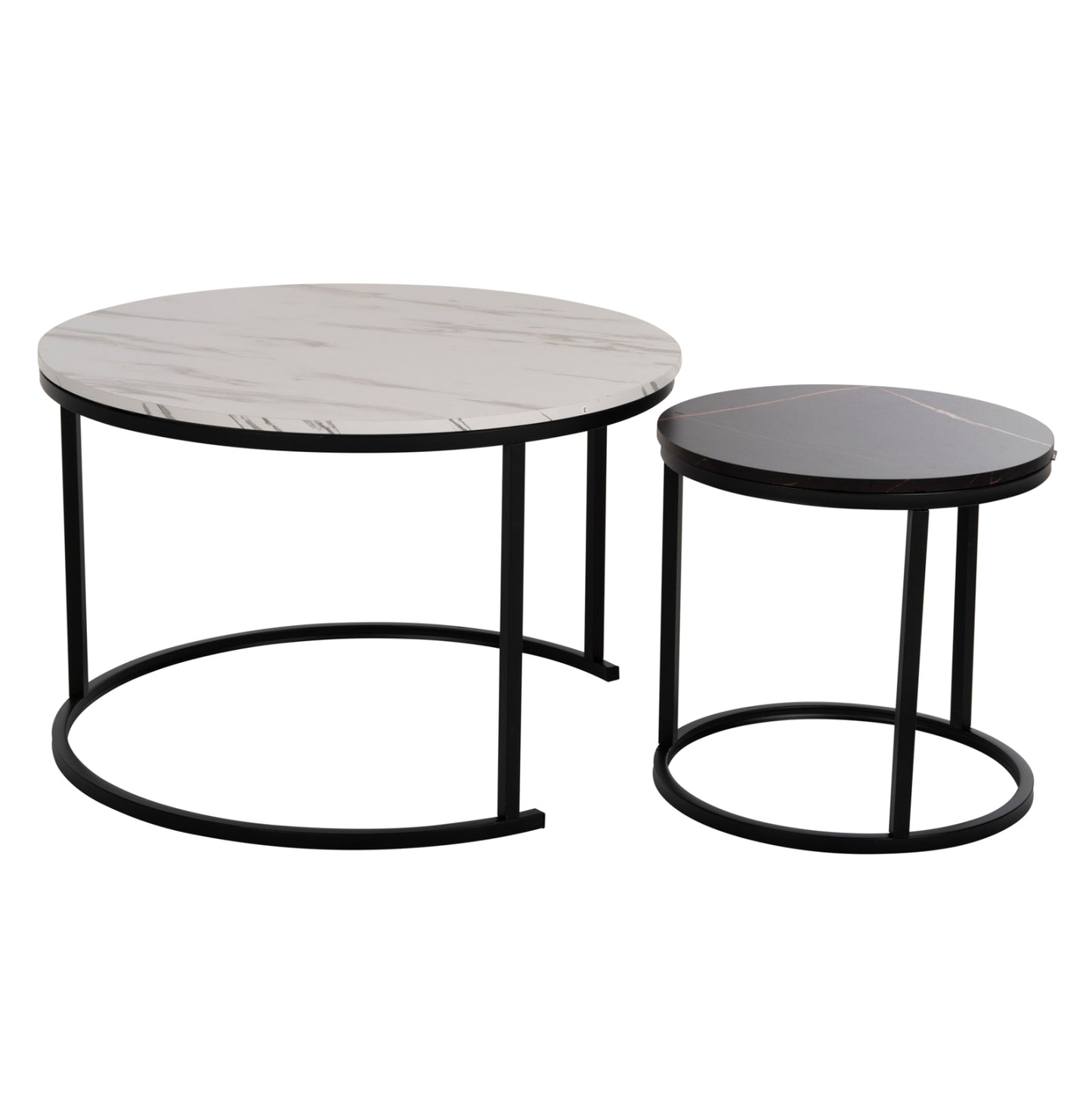 Кафе Масичка Комплект 2 Бр MDF В Мраморен Вид Φ80-Φ48cm