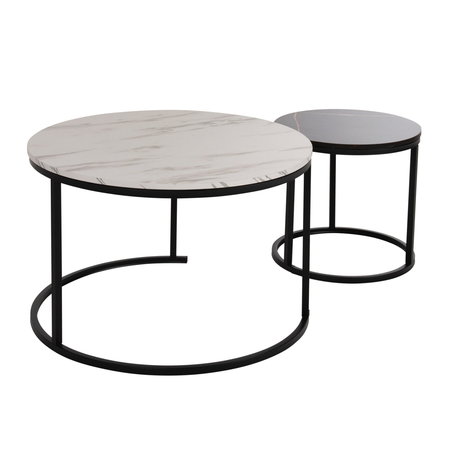 Кафе Масичка Комплект 2 Бр MDF В Мраморен Вид Φ80-Φ48cm