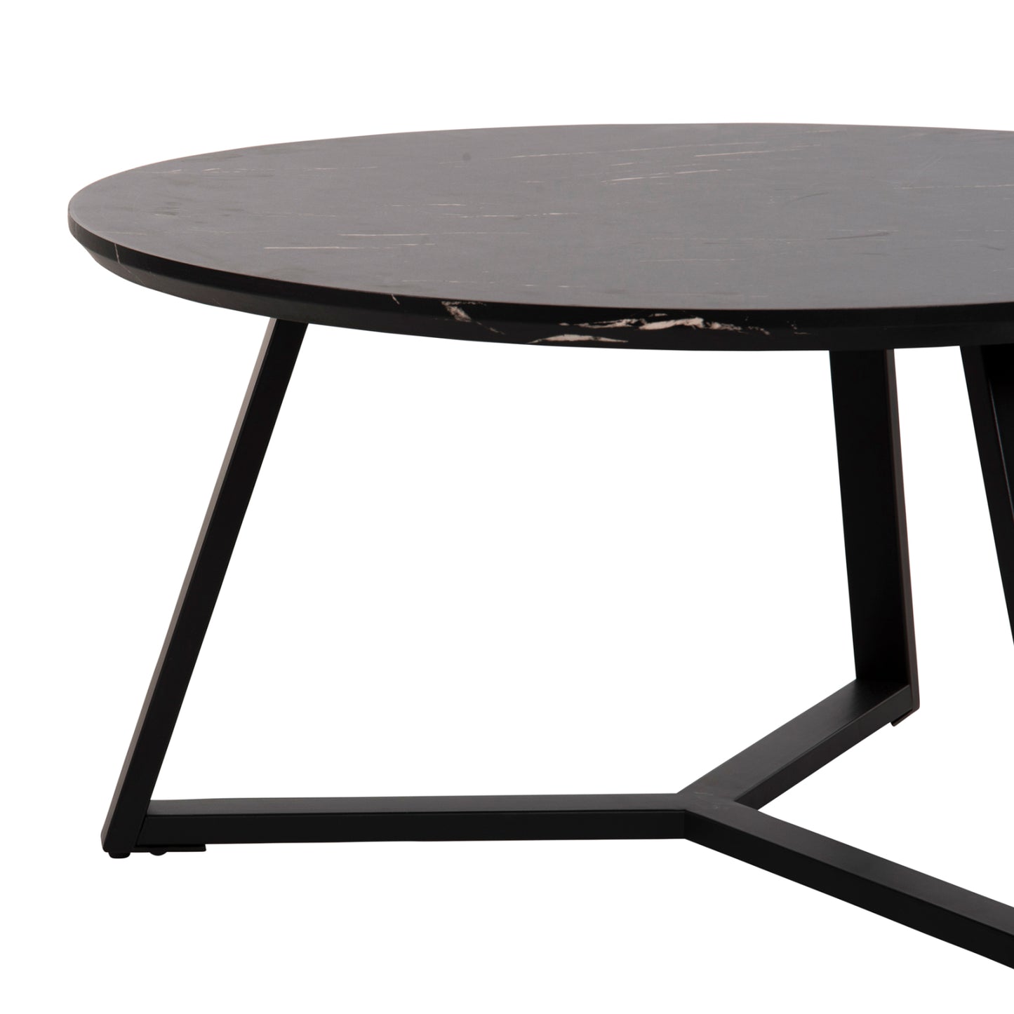 Кръгла Маса За Кафе С Черен Мраморен Топ Φ80x42Hcm