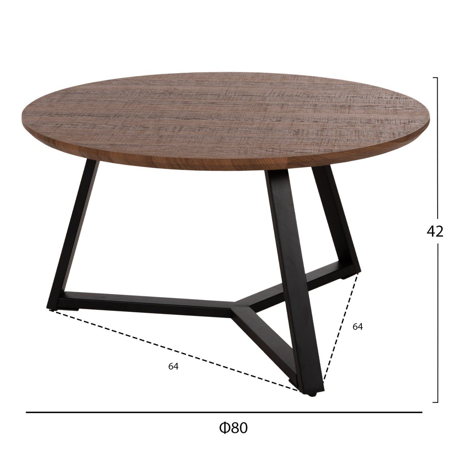 Кръгла Маса за Кафе с Метална Основа и Модерен Дизайн Φ80x42Hcm