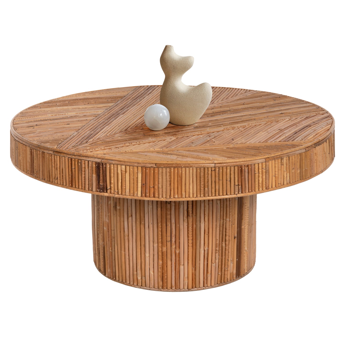 COFFEE TABLE ROUND GATSBY HM9651 RATTAN IN NATURAL COLOR Φ100x50Hcm. image 1