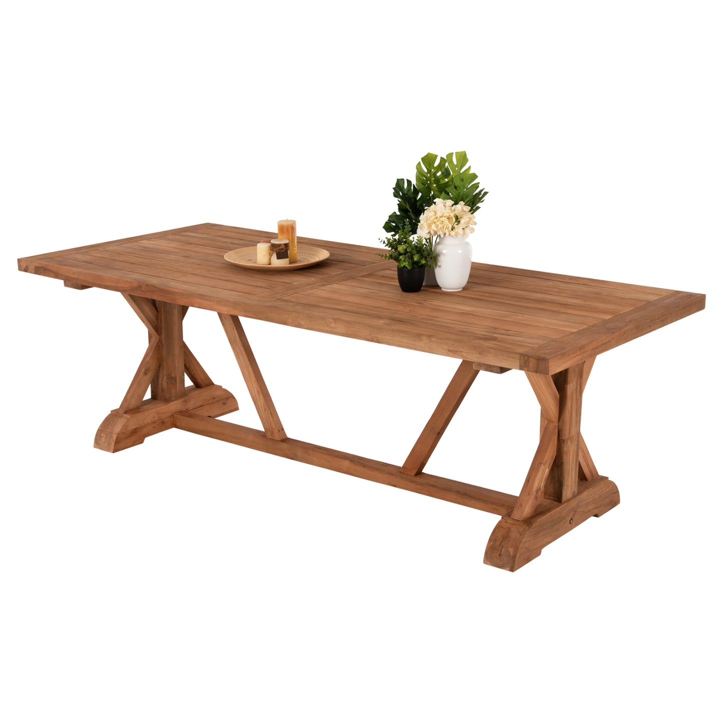 Трапезарна Масa KRONOS от Рециклиран ТИК Дърво 200x90x75Hcm