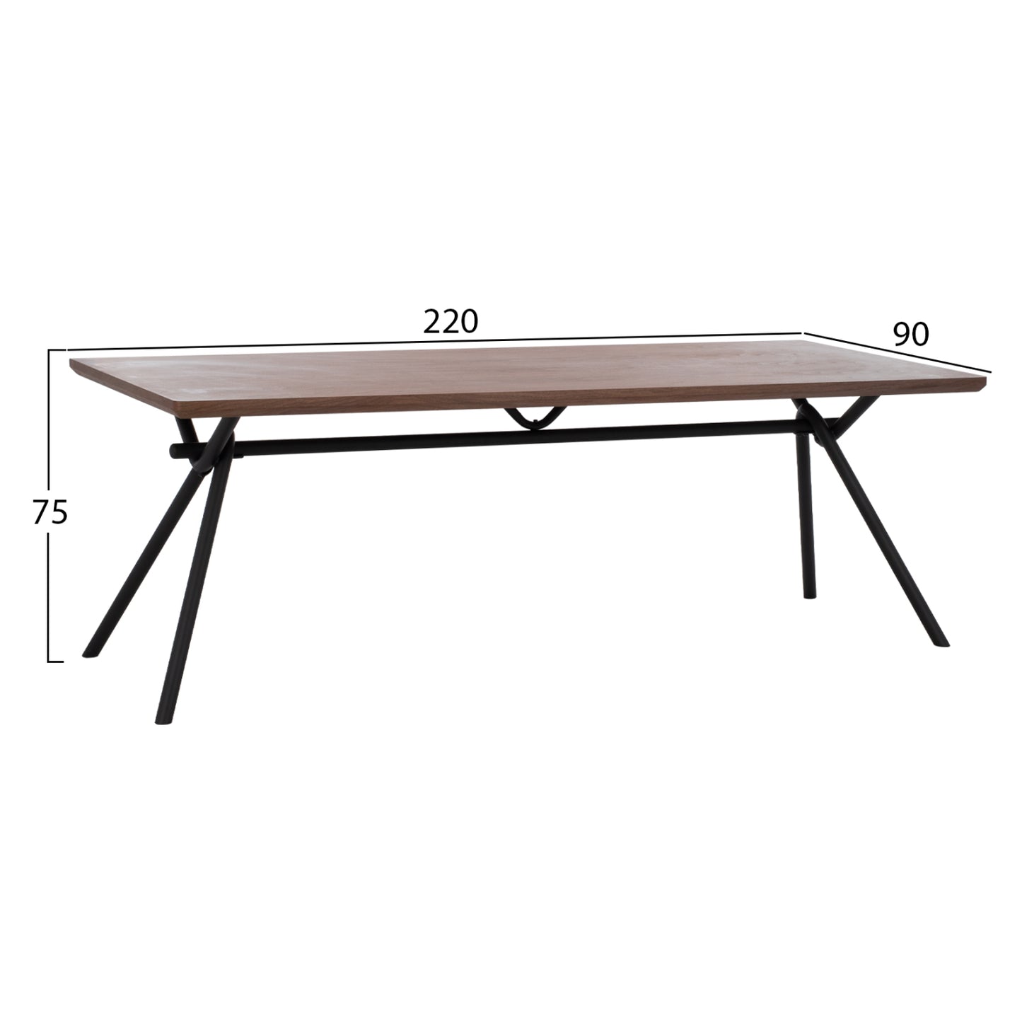 Трапезна маса Манди с MDF плот и метални крака 220x90x75H