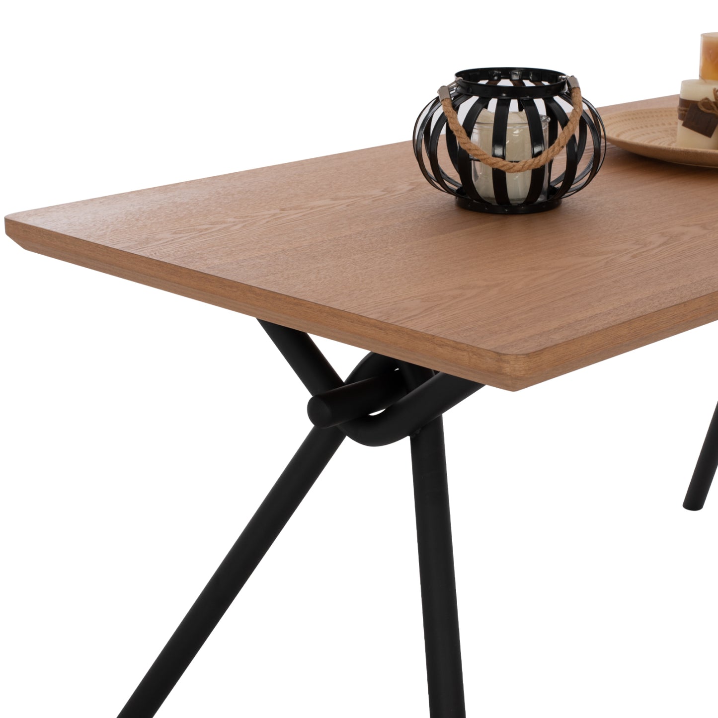 Трапезна Маса Манди с MDF Плотове и Метални Ноги 140x80x75H