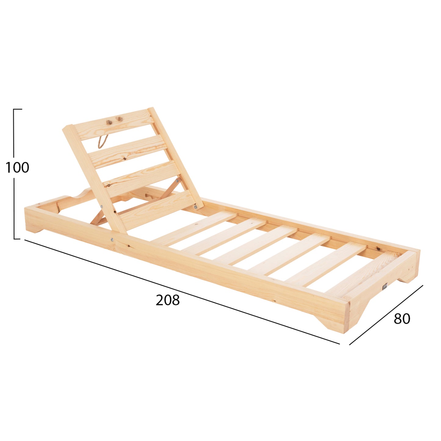 BEACH LOUNGER LOW IKARIA HM6115.01 PINE WOOD IN NATURAL 80x208x32-100Hcm.