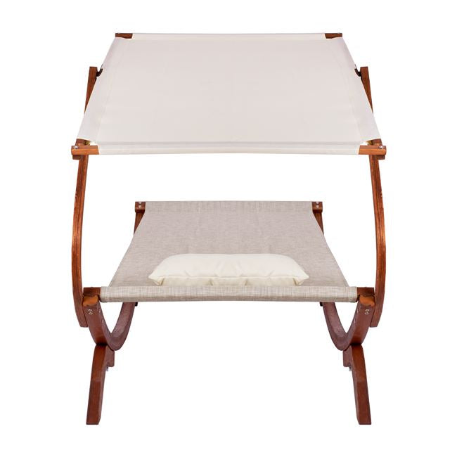 Sunbed Wooden Walnut-Beige with shade Colby HM5671.02 105x221x162cm