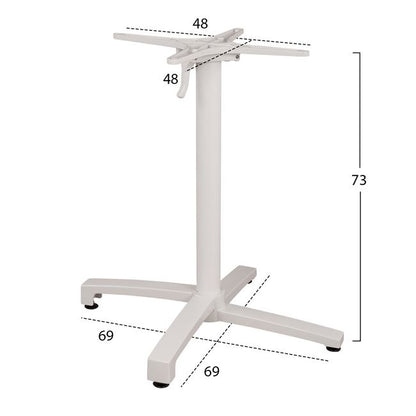 Aluminum Base Folding White matte 69x69x73-92cm with cross HM459.02