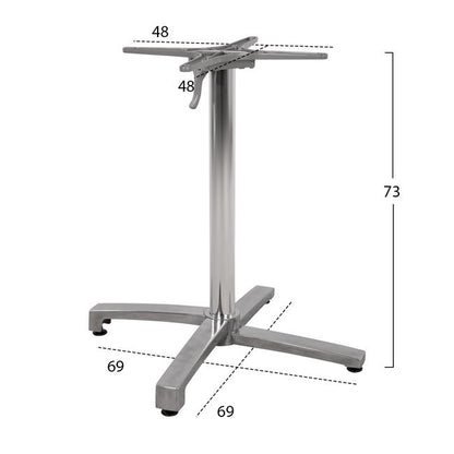 Aluminum base folding chromed 69x69x73-92cm with cross 48x48 HM459.03