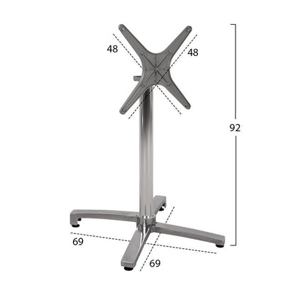 Aluminum base folding chromed 69x69x73-92cm with cross 48x48 HM459.03