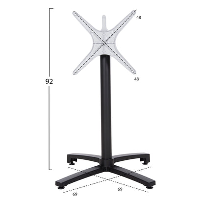 Aluminum base Folding HM459.01 black matte 69x69x73-92 with cross 48x48