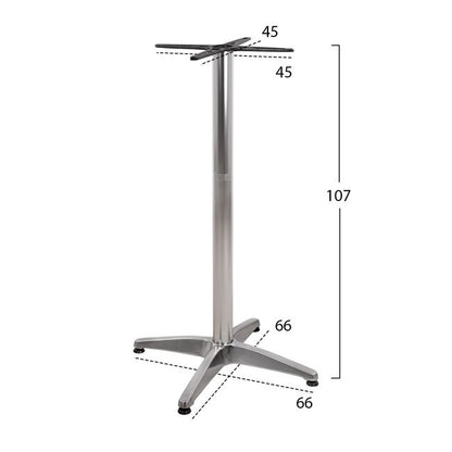 Bar Base Aluminum 65x65x110cm with cross 48x48cm HM450 Chromed