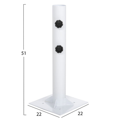 UMBRELLA BASE Φ60mm x 51Hcm.METAL GROUND BOLT FOR POLE UP TO Φ60mm FB96011 WHITE