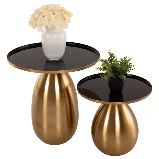 SIDE TABLES 2PCS HM9661 METAL IN BLACK AND GOLD Φ50,5 &Φ40,5cm. image 1