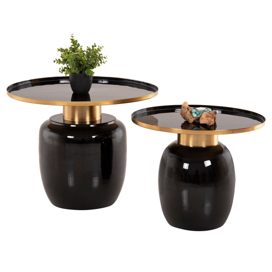 SIDE TABLES 2PCS FRYNX HM9662 METAL IN BLACK AND GOLD Φ60 & Φ50,5 cm. image 1