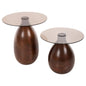 SIDE TABLES 2PCS REGEN HM9666 METAL IN COPPER-GLASS TOP Φ44 & Φ40 cm. image 1