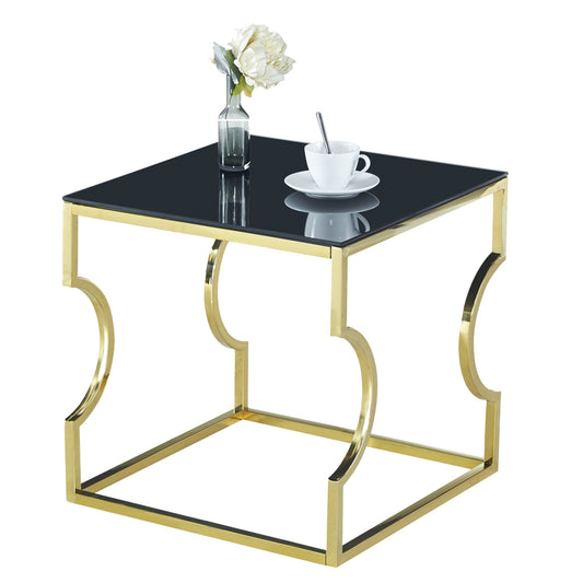 Auxiliary Table Amara HM8616.02 with black glass and gold base 55x55x55 image 1
