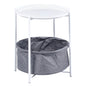 SIDE TABLE HM9472.02 ROUND WHITE METAL-GREY FABRIC Φ42x52Hcm. image 1
