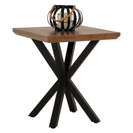 SIDE TABLE HM9471.02 MDF WITH WALNUT VENEER TOP-BLACK METAL BASE 50x50x58Hcm. image 1