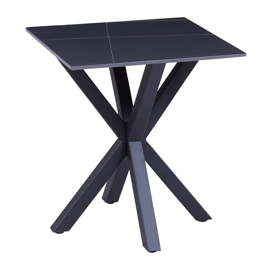 SIDE TABLE HM9471.04 BLACK MARBLE SINTERED STONE TOP-BLACK METAL BASE 50x50x55Hcm. image 1