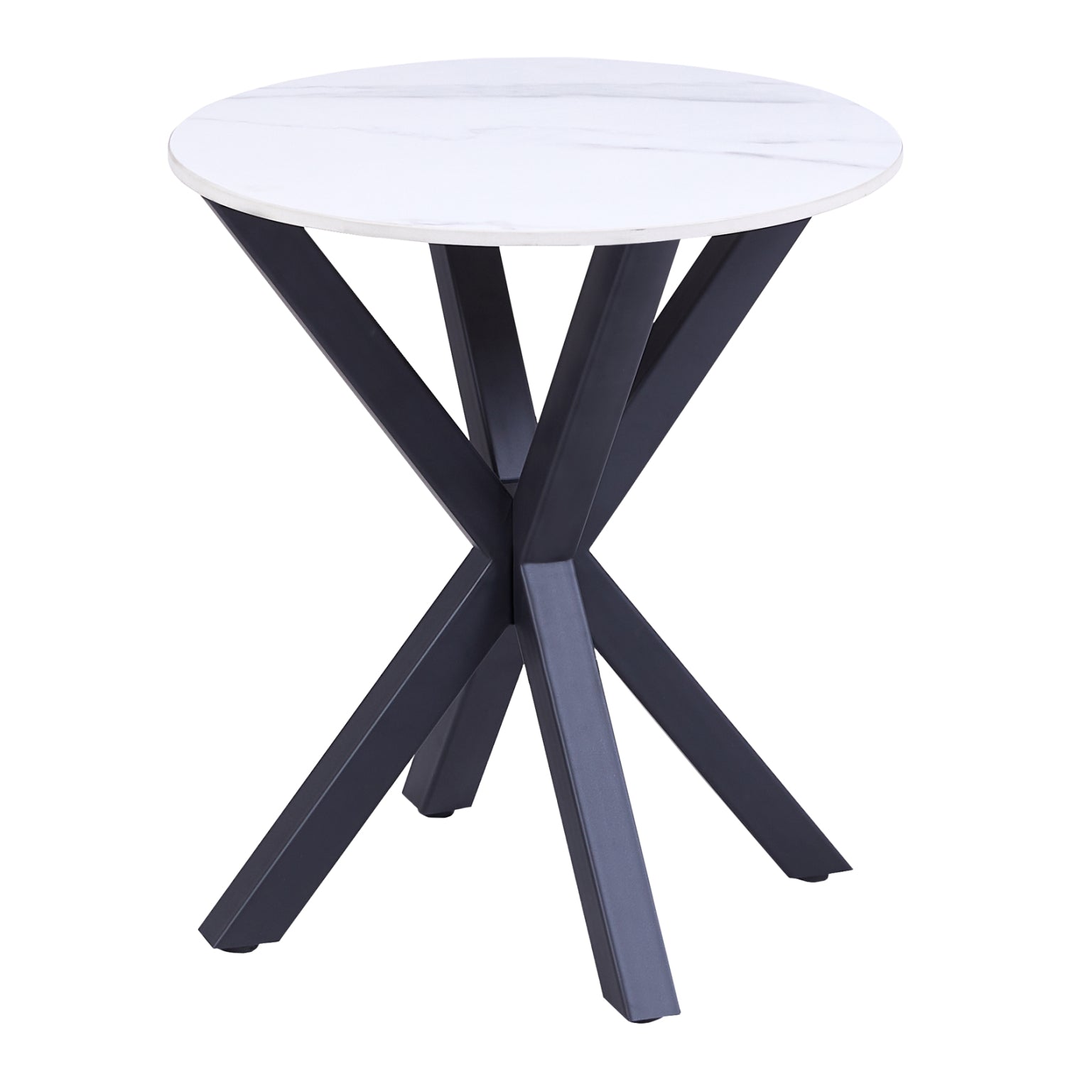 SIDE TABLE ROUND HM9473.06 WHITE MARBLE TOP AND BLACK METAL LEGS Φ50x55Hcm. image 1