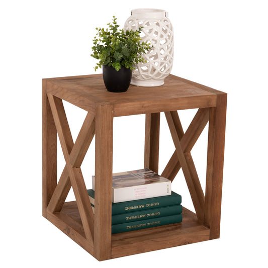 SIDE TABLE NYM HM7941 SQUARE WITH STORAGE SPACE-RECYCLED TEAK WOOD 45x45x51Hcm. image 1
