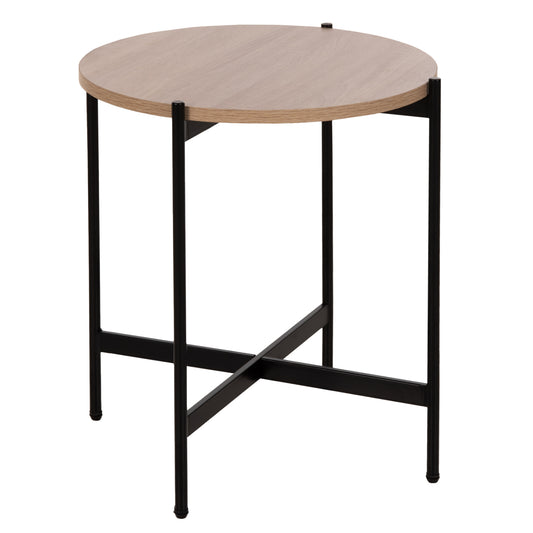 SIDE TABLE HM9589.03 MDF SONOMA-BLACK METAL BASE Φ50x55Hcm. image 1
