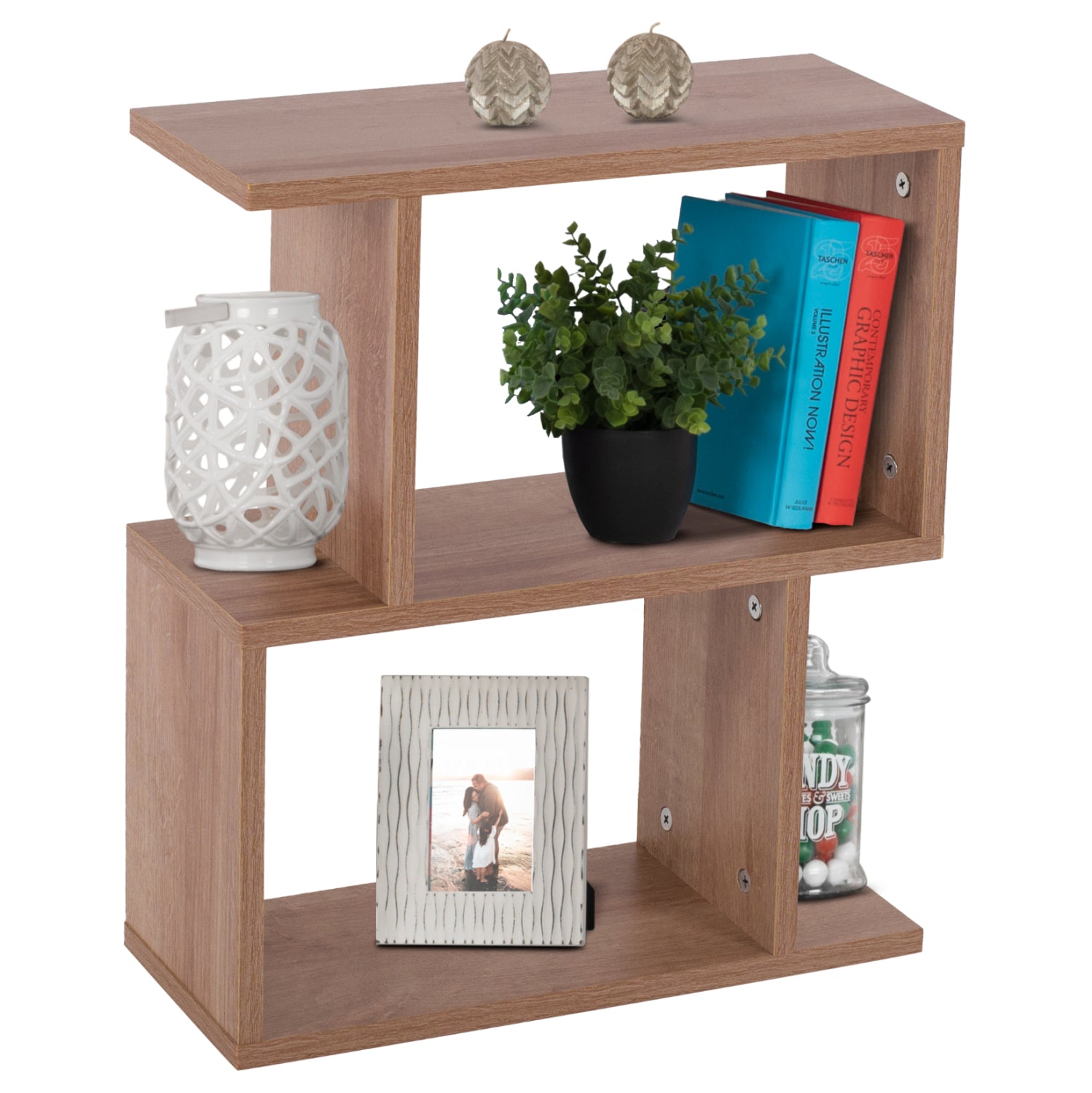 SIDE TABLE AMEER WITH STORAGE SPACES HM8881.11 MELAMINE IN NATURAL COLOR 50x17x56Hcm. image 1