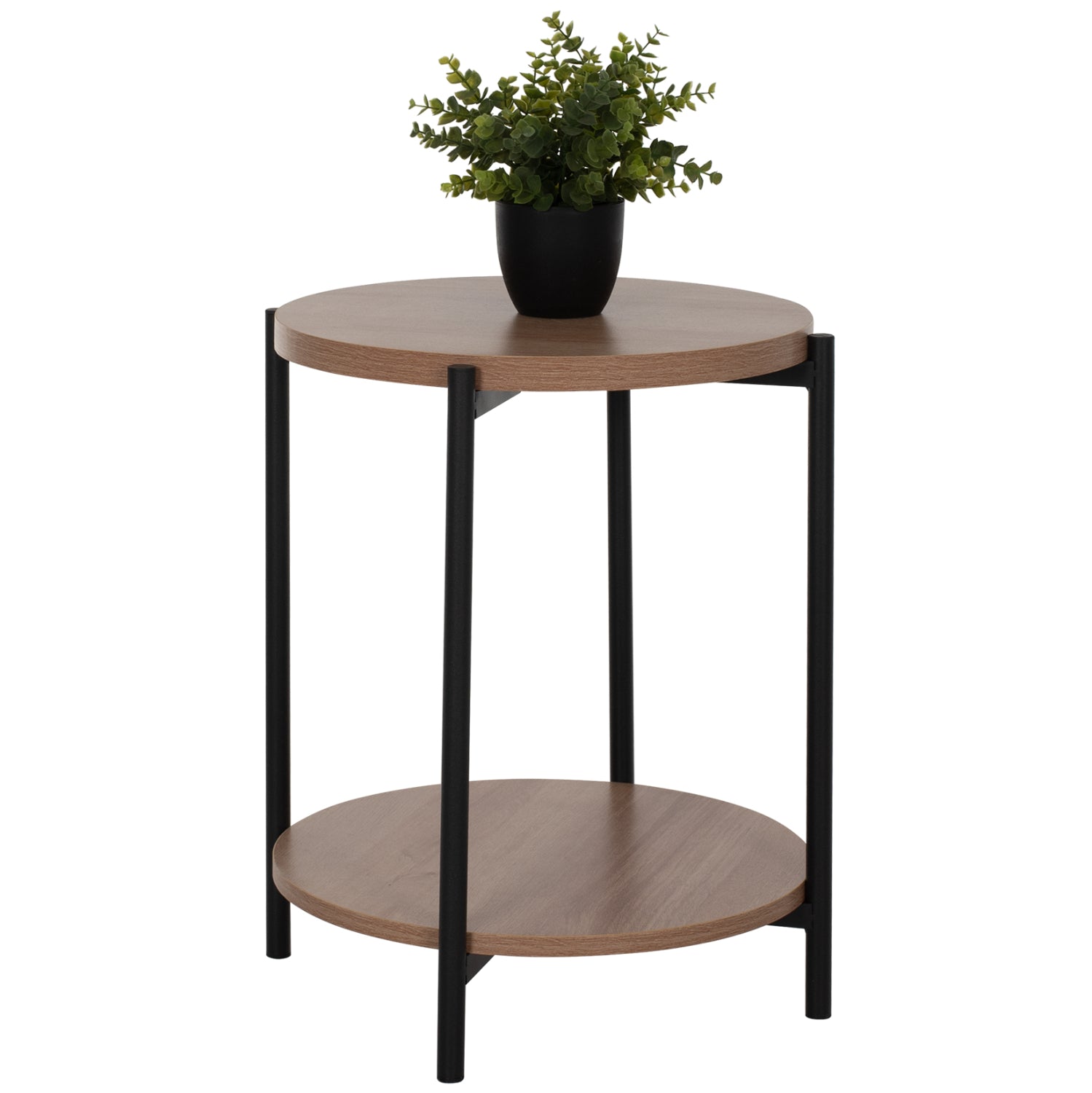 SIDE TABLE NED HM8754.11 ROUND MELAMINE 2 LEVELS METAL LEGS Φ40x52Hcm. image 1