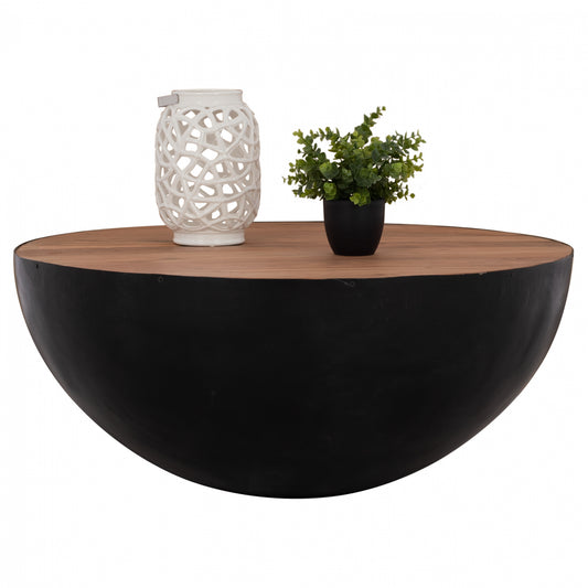 Decorative coffee table Bowl Round Φ90x40cm Black with acacia wood HM8717.01 image 1