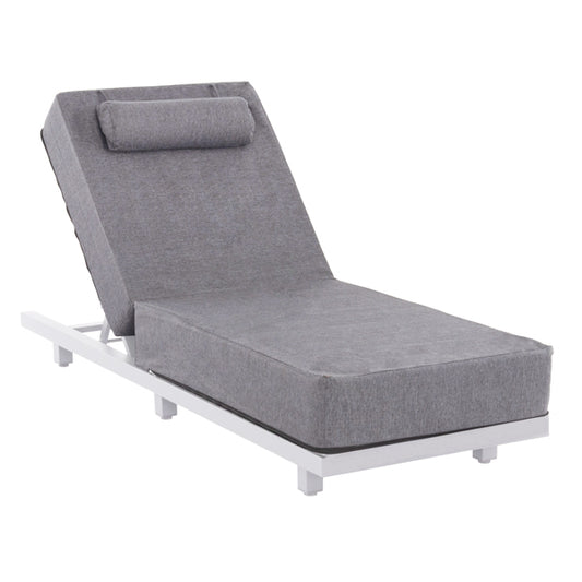 PROFESSIONAL SUNLOUNGER JESSIE HM10714.01 WHITE ALUMINUM-GREY CUSHION 200x71x35.5-95Hcm. image 1
