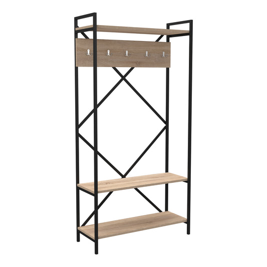 ENTRANCE FURNITURE NAVIS HM18188 MELAMINE IN SONAMA-BLACK METAL FRAME 90x34x180Hcm. image 1