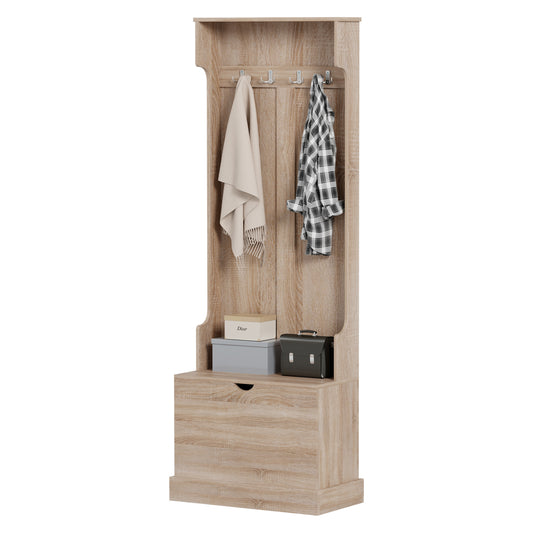 ENTRYWAY FURNITURE KAYLOR HM2474.01 WITH HOOKS&STORAGE SPACE-MDF IN SONAMA 65x34x180Hcm. image 1