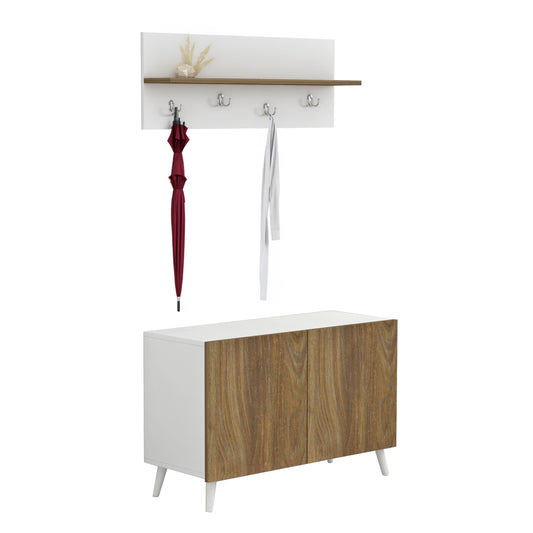 ENTRYWAY FURNITURE SET DELPHINE HM8876.11 MELAMINE IN WHITE-NATURAL WOOD 80x31,3x41,5Hcm. image 1