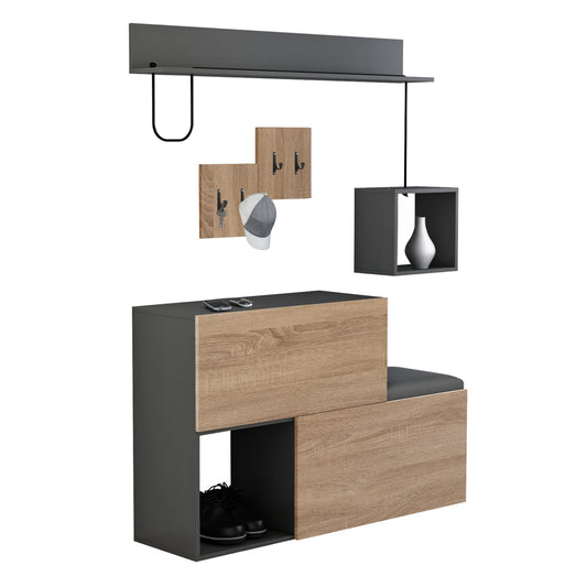 ENTRYWAY FURNITURE SET CERB HM8957.11 MELAMINE IN SONAMA-GREY 120x20x72Hcm. image 1