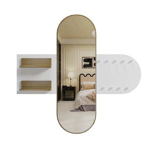 ENTRANCE FURNITURE WITH MIRROR CHERYL ΗΜ9049.12 MELAMINE WHITE-SONAMA 125x40x120Hcm. image 1
