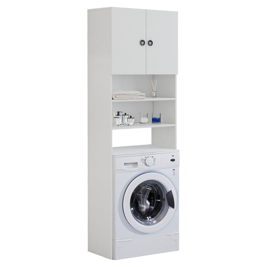 WASHING MACHINE FURNITURE TERRY WITH CABINET AND SHELVES MELAMINE WHITE 64Χ27Χ180Hcm.HM9122.11 image 1