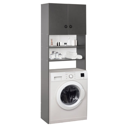 WASHING MACHINE FURNITURE TERRY HM9122.13 WITH CABINET AND SHELVES MELAMINE GREY 64Χ29Χ181Hcm. image 1