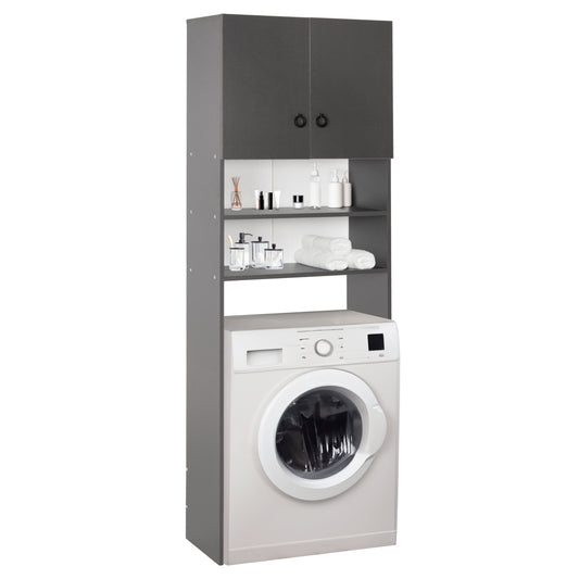 WASHING MACHINE FURNITURE TERRY HM9122.13 WITH CABINET AND SHELVES MELAMINE GREY 64Χ29Χ181Hcm. image 1