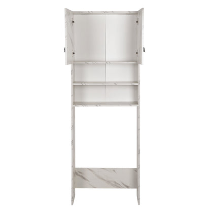 WASHING MACHINE FURNITURE TERRY HM9122.12 WITH CABINET & SHELVES MELAMINE WHITE MARBLE 64Χ29Χ181Hcm.