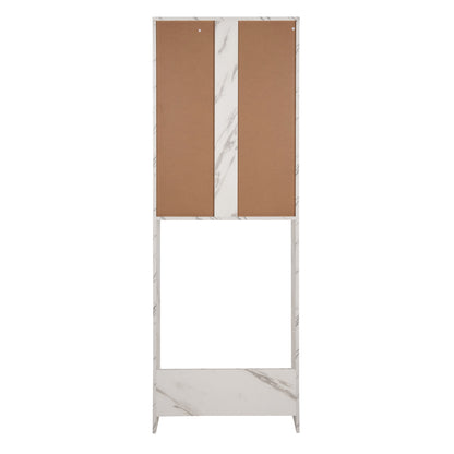 WASHING MACHINE FURNITURE TERRY HM9122.12 WITH CABINET & SHELVES MELAMINE WHITE MARBLE 64Χ29Χ181Hcm.