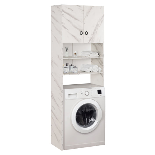WASHING MACHINE FURNITURE TERRY HM9122.12 WITH CABINET & SHELVES MELAMINE WHITE MARBLE 64Χ29Χ181Hcm. image 1